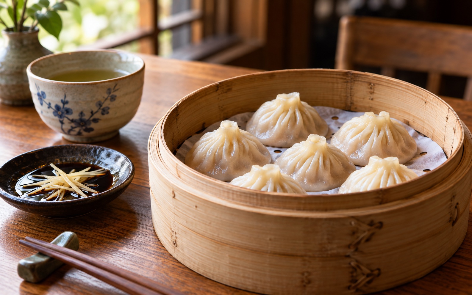 竹笼里的鲜香小笼包